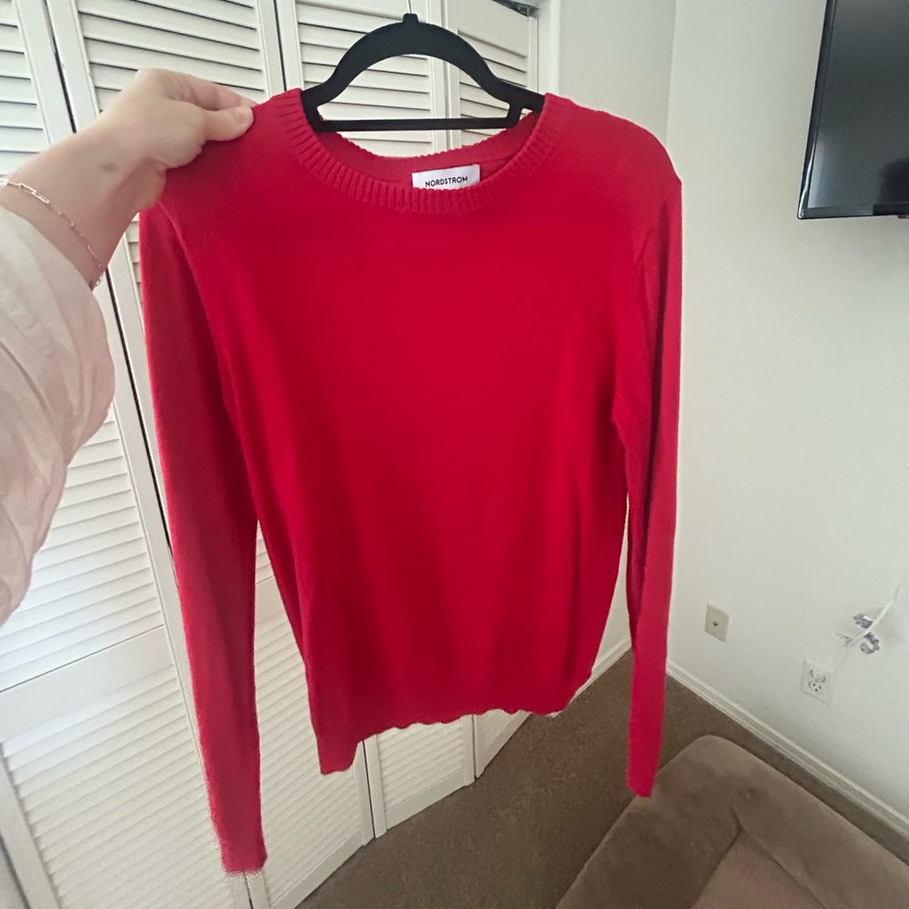 Nordstrom Cotton/Cashmere Red Sweater
